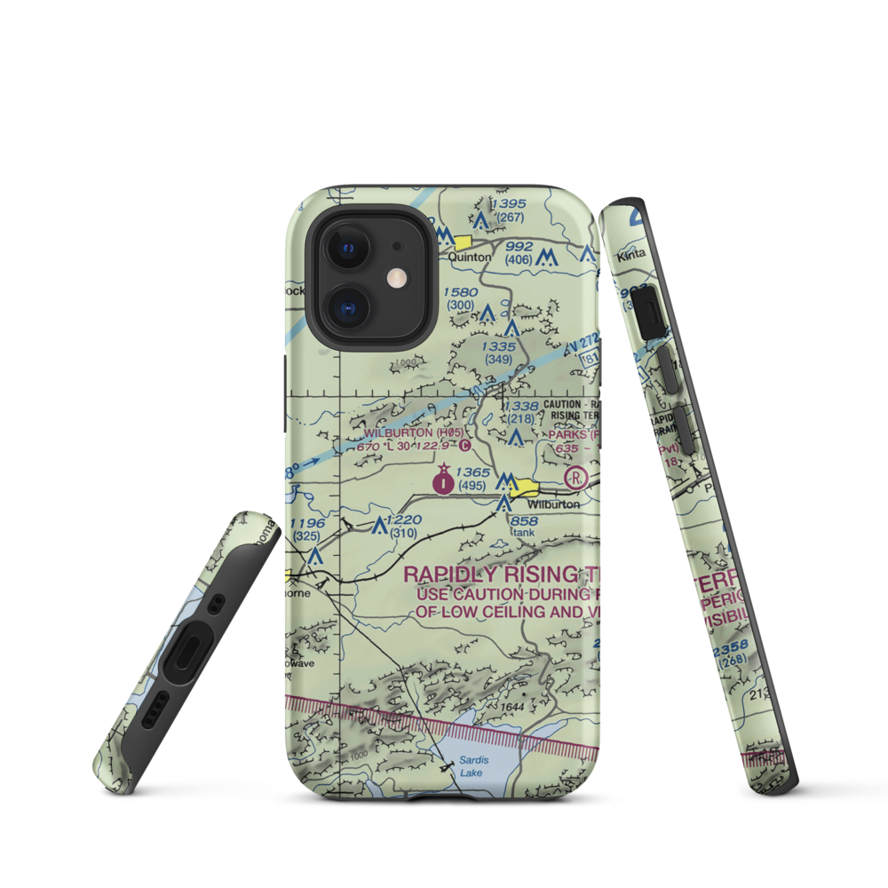 Wilburton Municipal Airport (H05) VFR Sectional  Tough iPhone Case iPhone 12 mini model shown
