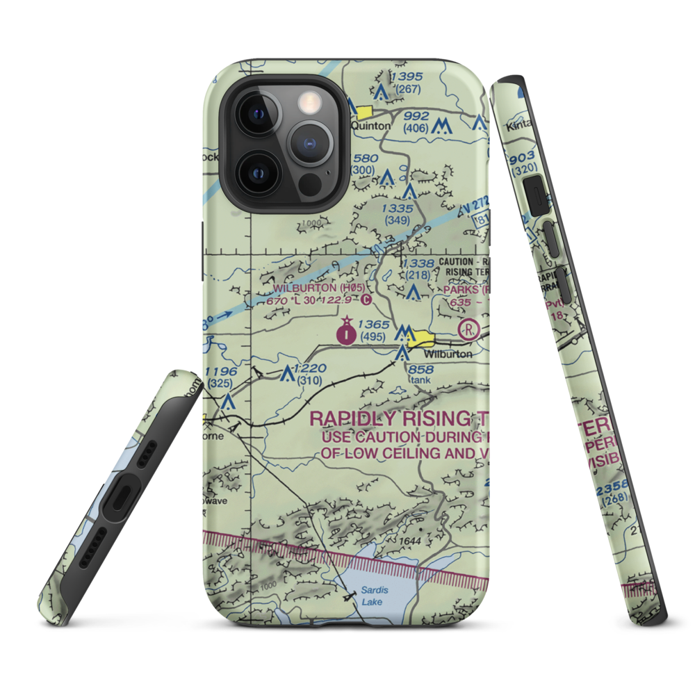 Wilburton Municipal Airport (H05) VFR Sectional  Tough iPhone Case iPhone 12 Pro Max model shown