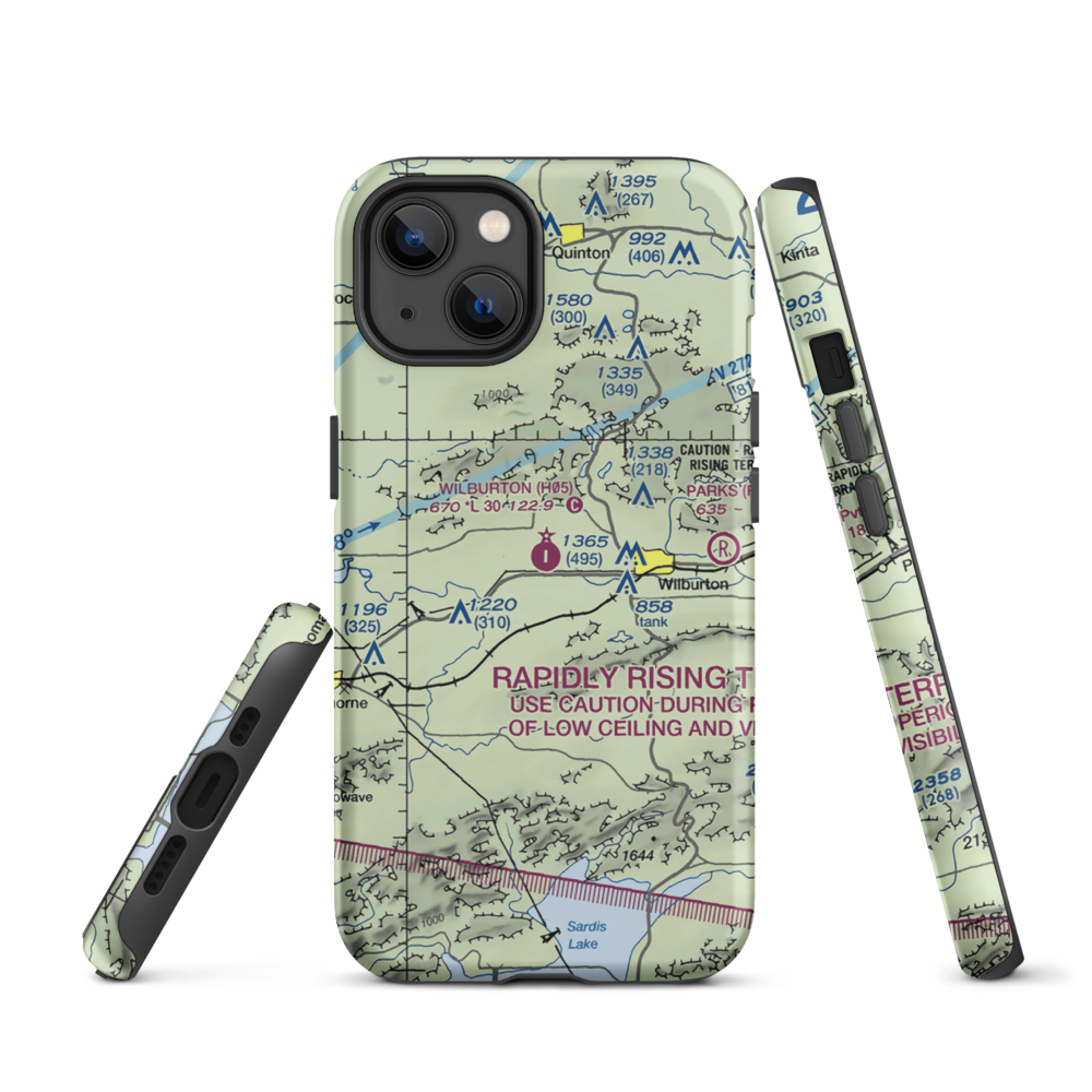 Wilburton Municipal Airport (H05) VFR Sectional  Tough iPhone Case iPhone 13 model shown