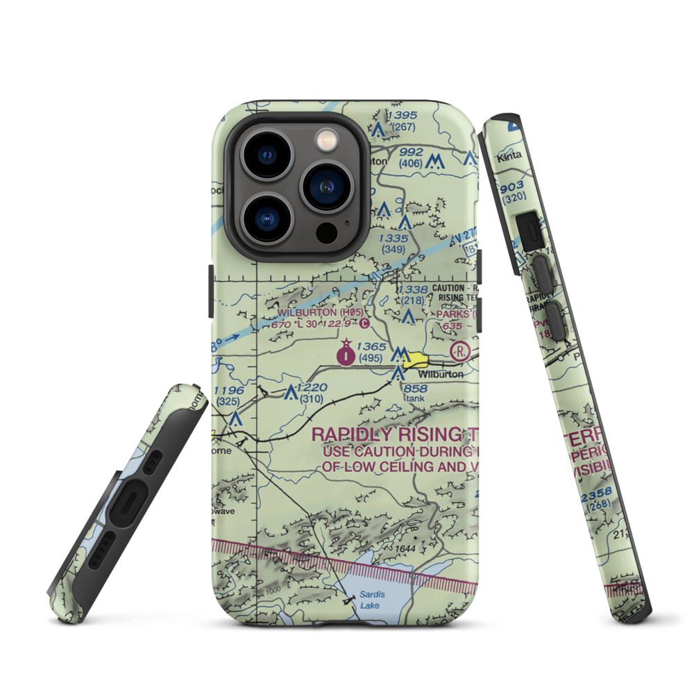 Wilburton Municipal Airport (H05) VFR Sectional  Tough iPhone Case iPhone 13 Pro model shown