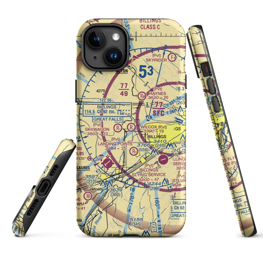 Wilcox Airport (1MT9) VFR Sectional  Tough iPhone Case iPhone 15 Plus model shown