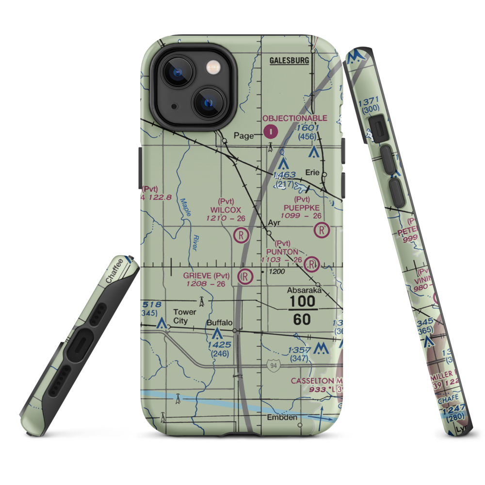 Wilcox Farm Airport (ND78) VFR Sectional  Tough iPhone Case iPhone 14 Plus model shown