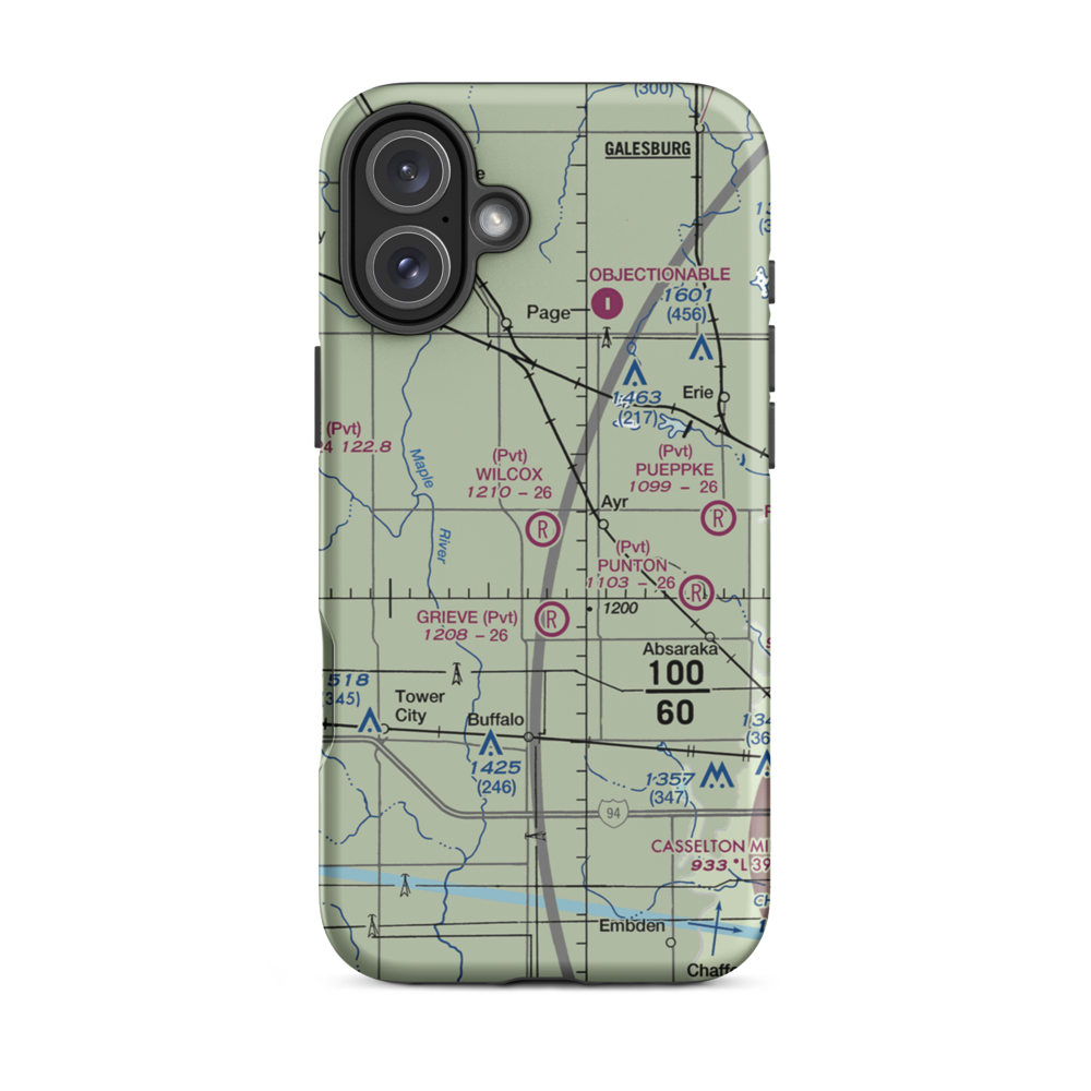 Wilcox Farm Airport (ND78) VFR Sectional  Tough iPhone Case iPhone 16 Plus model shown