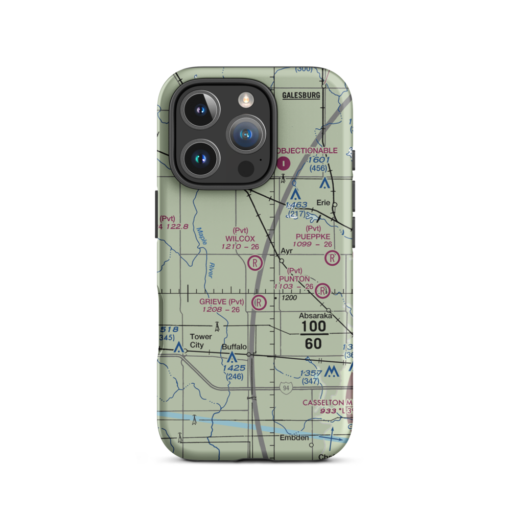 Wilcox Farm Airport (ND78) VFR Sectional  Tough iPhone Case iPhone 16 Pro model shown