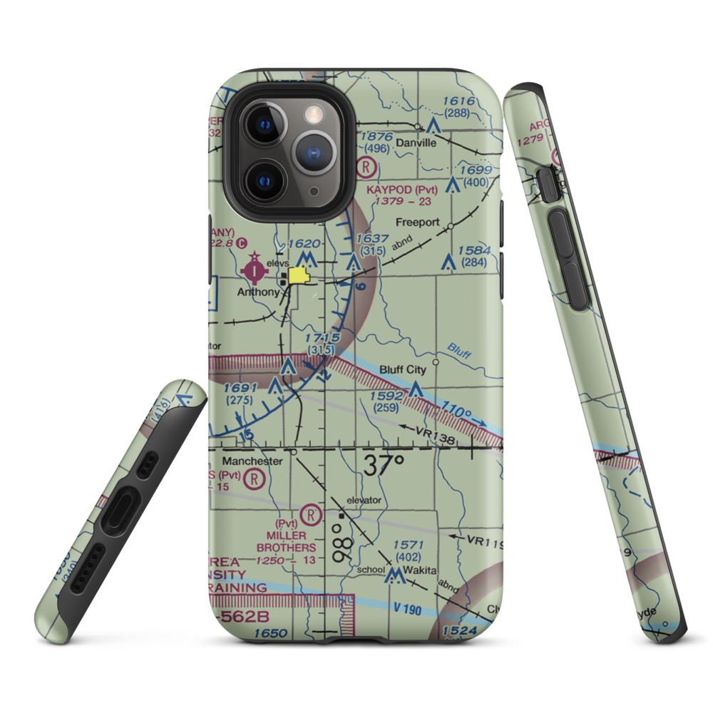 Wilcox Field (7K6) VFR Sectional  Tough iPhone Case iPhone 11 Pro model shown