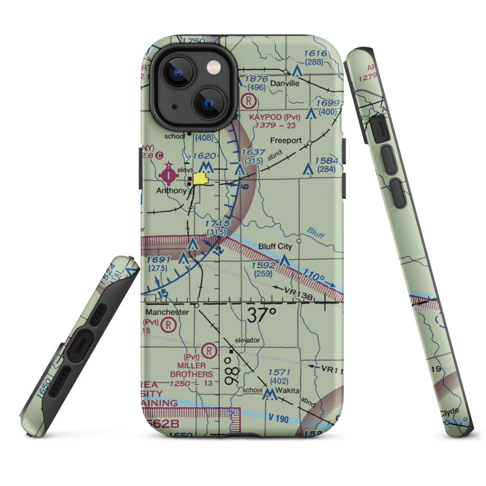 Wilcox Field (7K6) VFR Sectional  Tough iPhone Case iPhone 14 Plus model shown