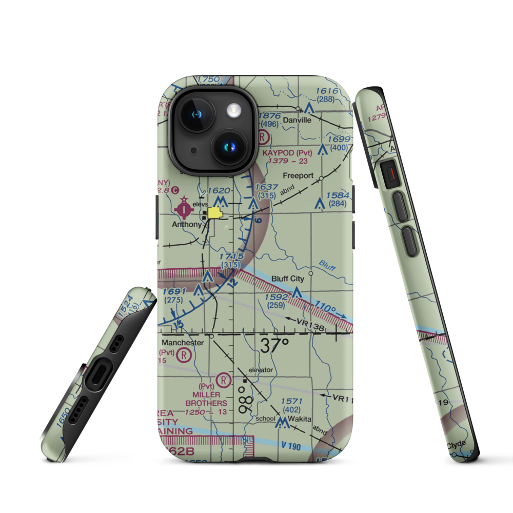 Wilcox Field (7K6) VFR Sectional  Tough iPhone Case iPhone 15 model shown