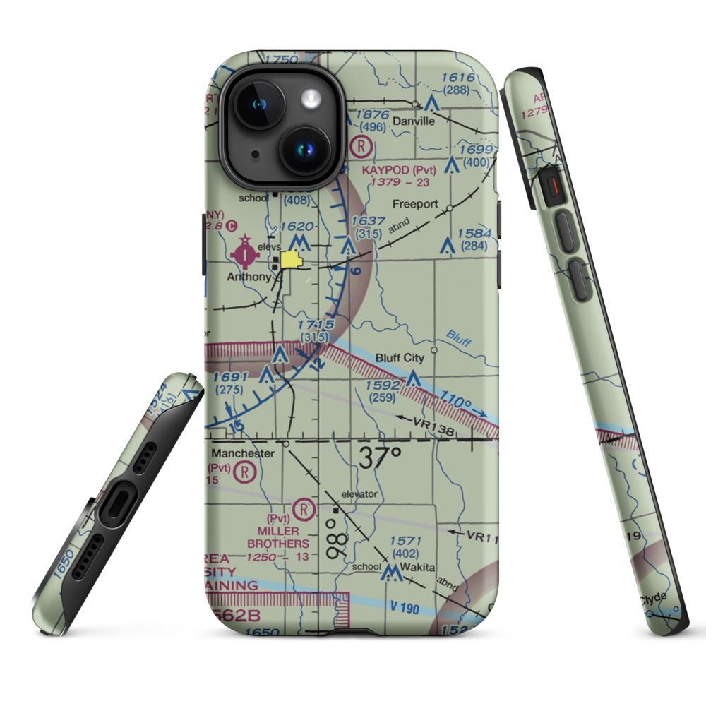 Wilcox Field (7K6) VFR Sectional  Tough iPhone Case iPhone 15 Plus model shown