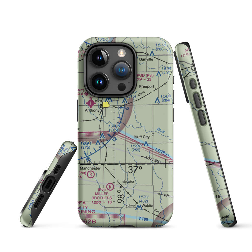 Wilcox Field (7K6) VFR Sectional  Tough iPhone Case iPhone 15 Pro model shown