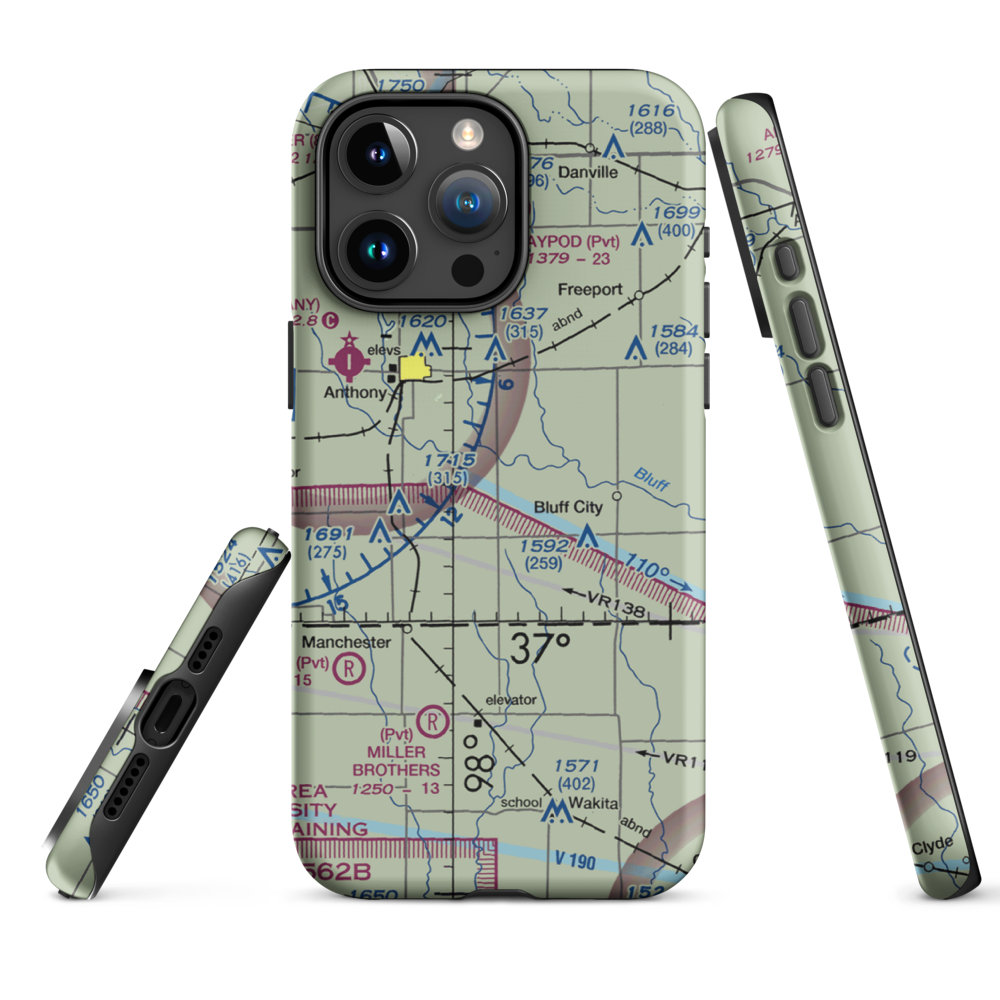 Wilcox Field (7K6) VFR Sectional  Tough iPhone Case iPhone 15 Pro Max model shown