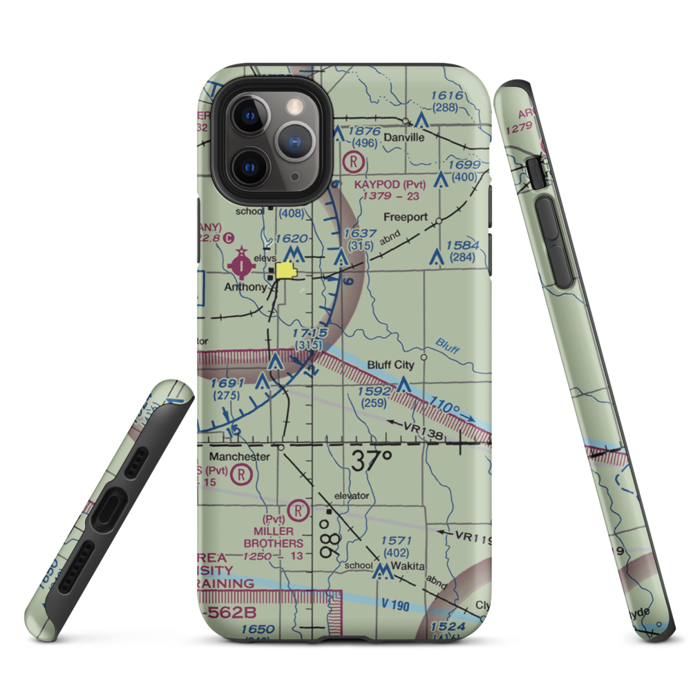 Wilcox Field (7K6) VFR Sectional  Tough iPhone Case iPhone 11 Pro Max model shown