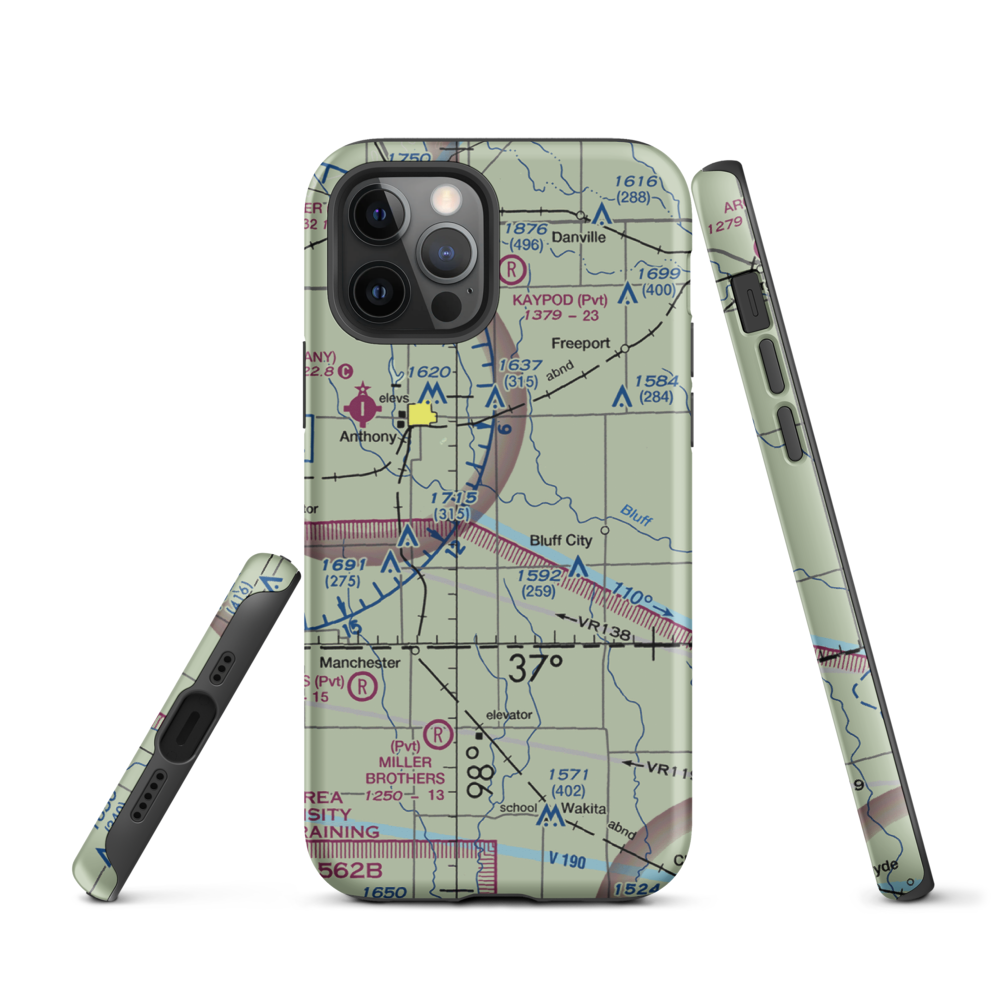 Wilcox Field (7K6) VFR Sectional  Tough iPhone Case iPhone 12 Pro model shown