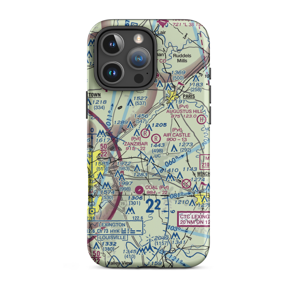 Wild Blue Airport (31KY) VFR Sectional  Tough iPhone Case iPhone 16 Pro Max model shown