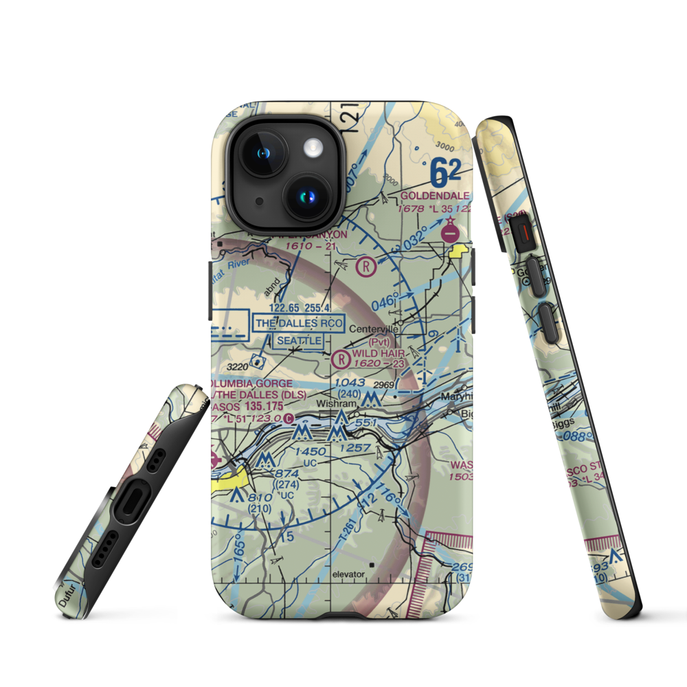 Wild Hair Airport (5WA7) VFR Sectional  Tough iPhone Case iPhone 15 model shown