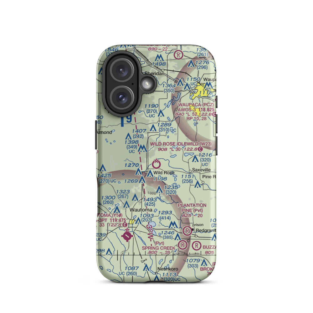 Wild Rose Idlewild Airport (W23) VFR Sectional  Tough iPhone Case iPhone 16 model shown