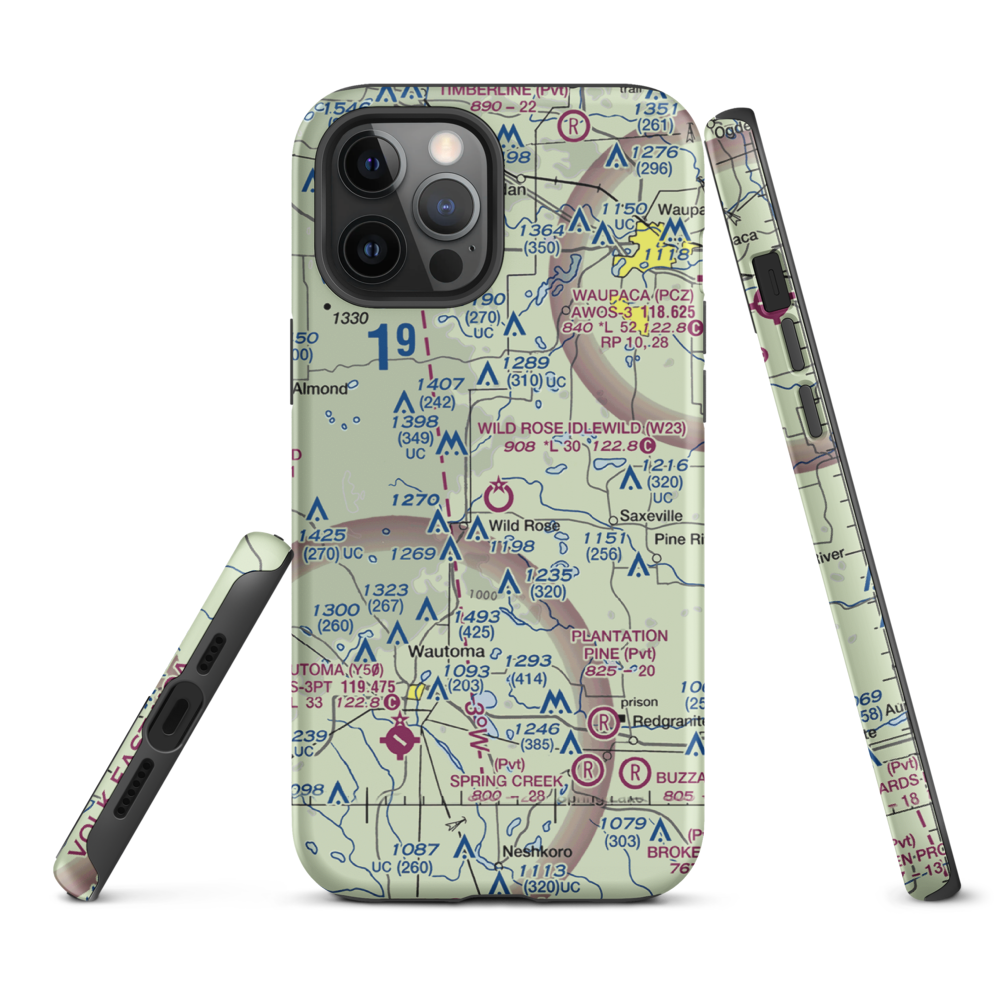 Wild Rose Idlewild Airport (W23) VFR Sectional  Tough iPhone Case iPhone 12 Pro Max model shown