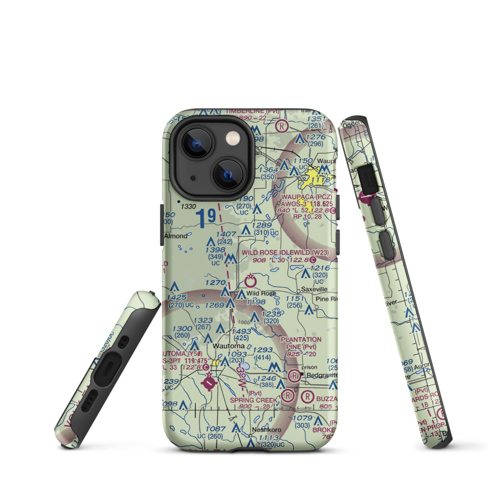 Wild Rose Idlewild Airport (W23) VFR Sectional  Tough iPhone Case iPhone 13 mini model shown
