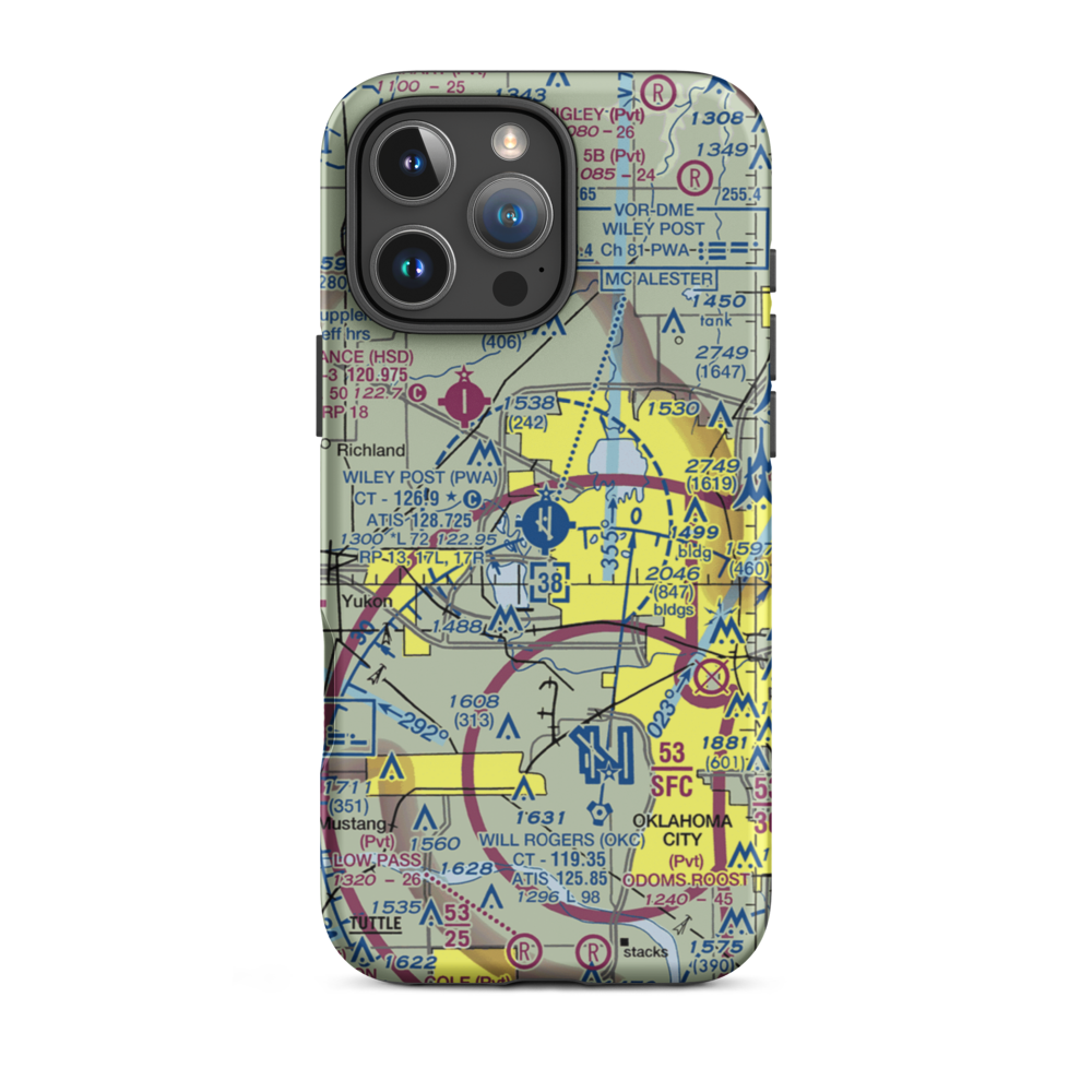 Wiley Post Airport (PWA) VFR Sectional  Tough iPhone Case iPhone 16 Pro Max model shown