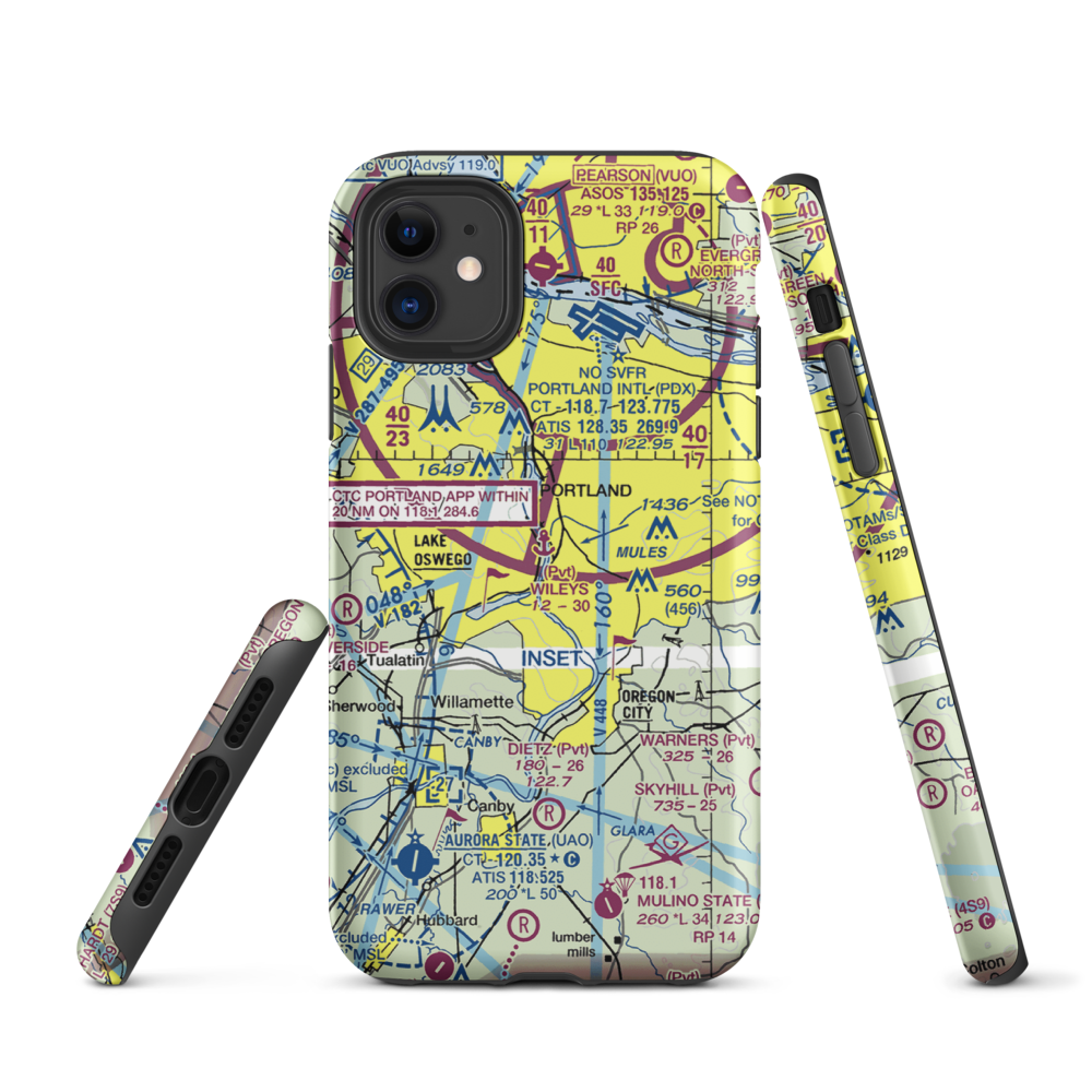 Wiley's Seaplane Base (2OG3) VFR Sectional  Tough iPhone Case iPhone 11 model shown