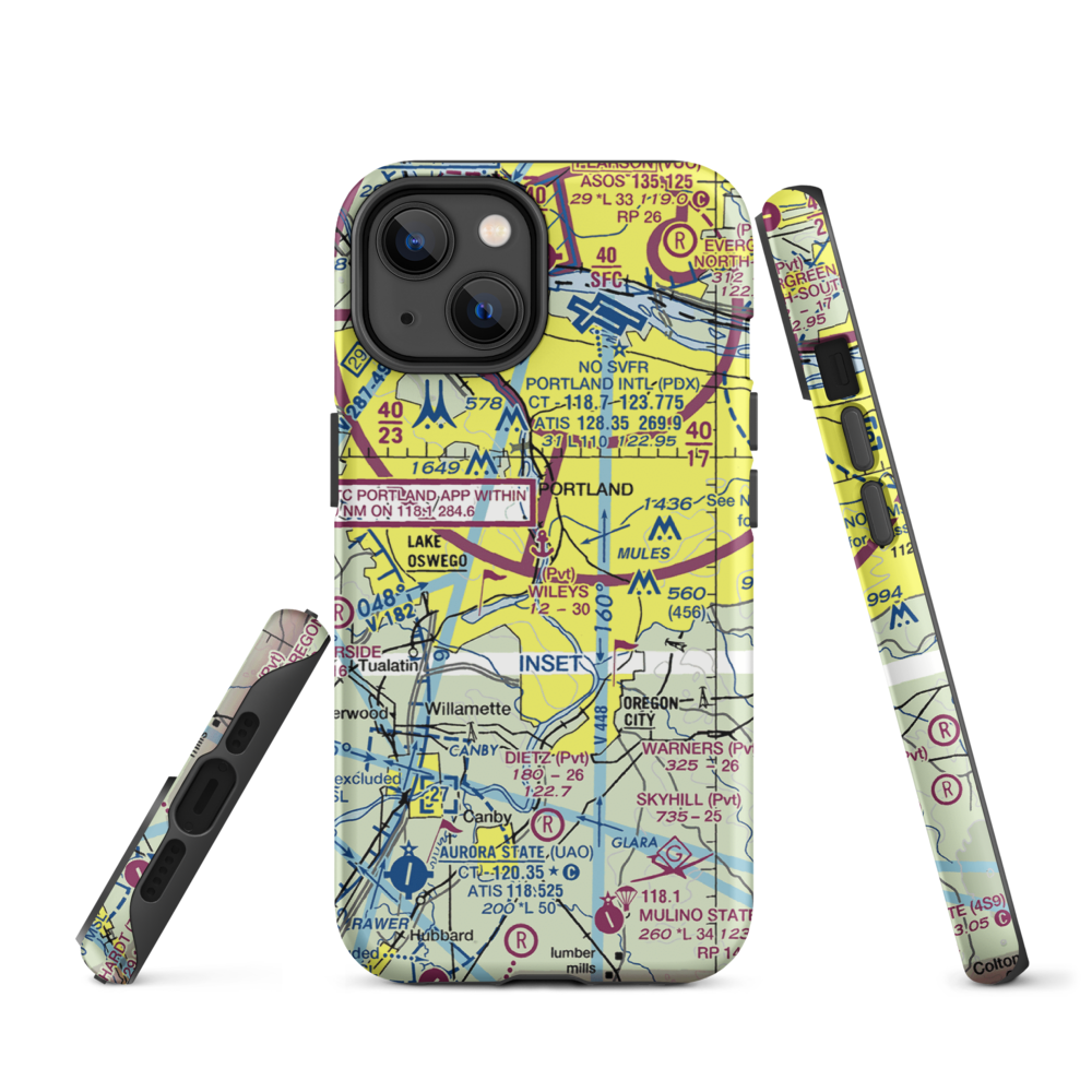 Wiley's Seaplane Base (2OG3) VFR Sectional  Tough iPhone Case iPhone 14 model shown