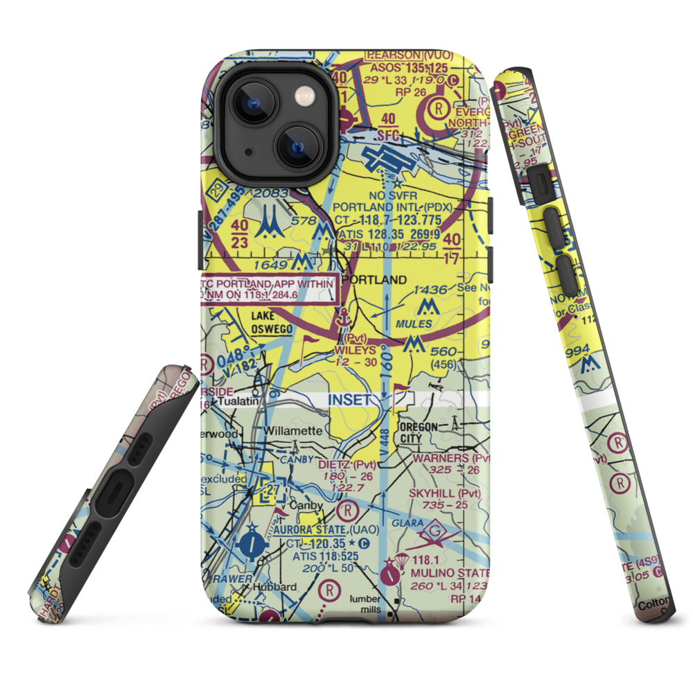 Wiley's Seaplane Base (2OG3) VFR Sectional  Tough iPhone Case iPhone 14 Plus model shown