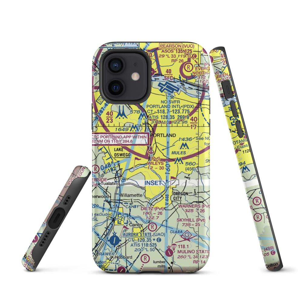 Wiley's Seaplane Base (2OG3) VFR Sectional  Tough iPhone Case iPhone 12 model shown