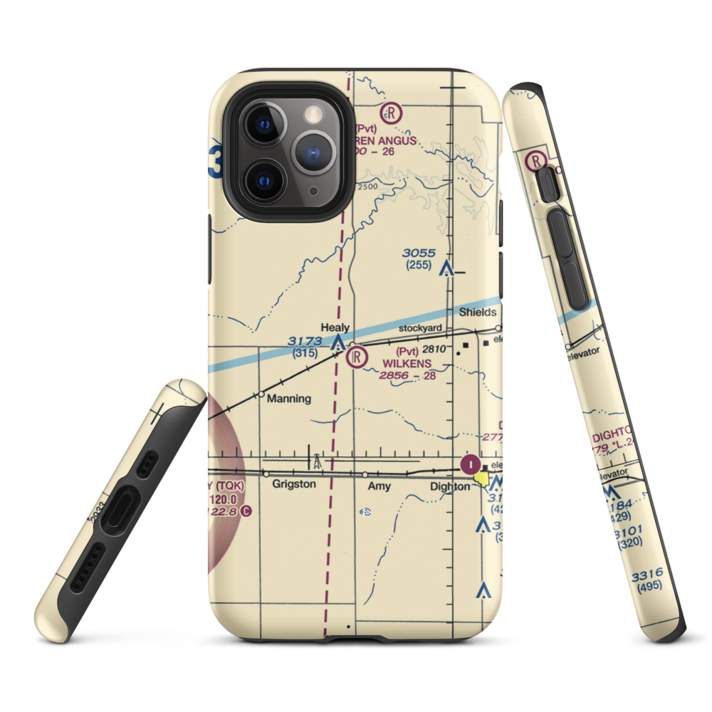 Wilkens Airport (32KS) VFR Sectional  Tough iPhone Case iPhone 11 Pro model shown