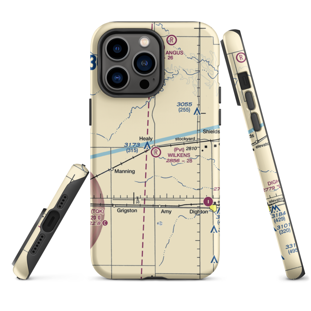 Wilkens Airport (32KS) VFR Sectional  Tough iPhone Case iPhone 14 Pro Max model shown