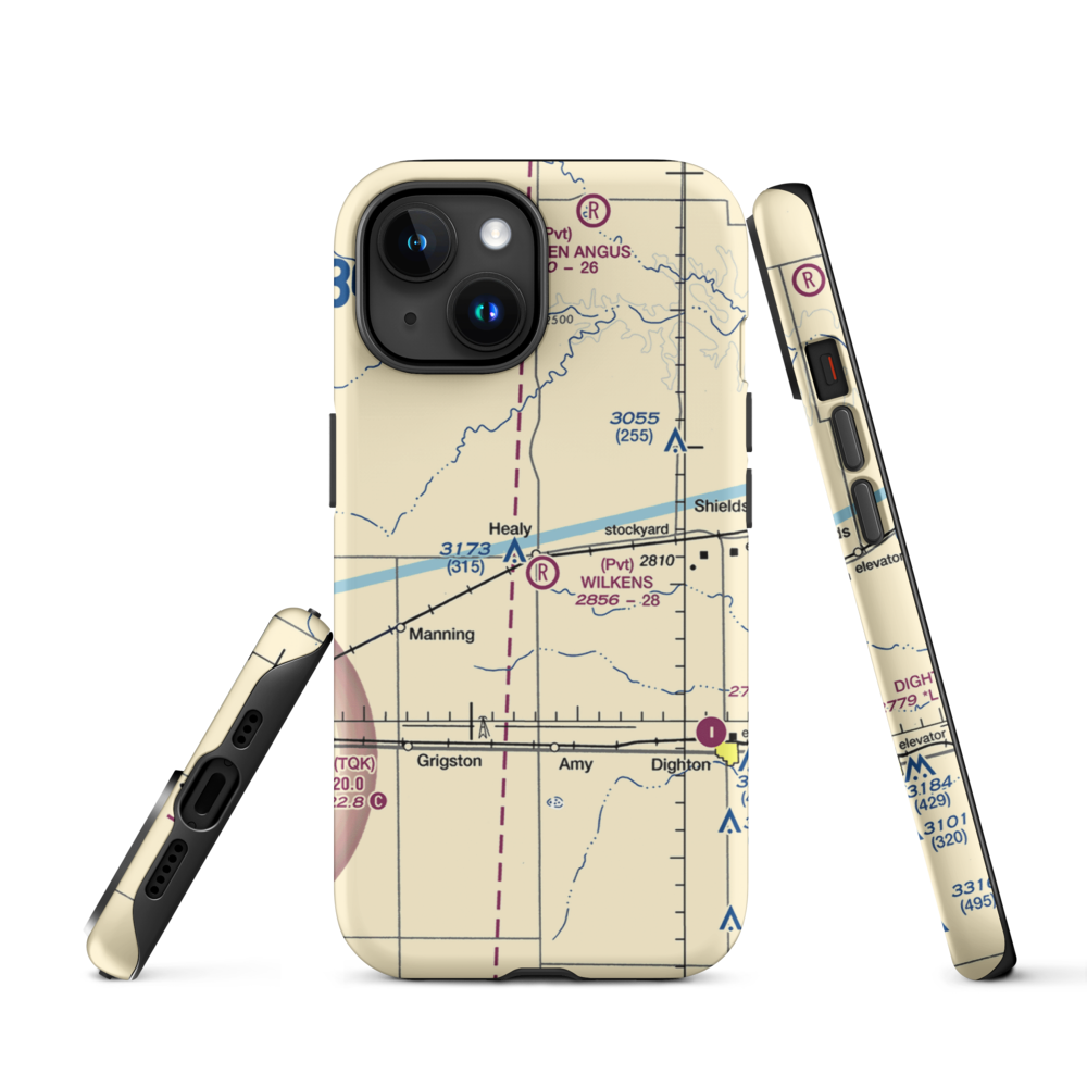 Wilkens Airport (32KS) VFR Sectional  Tough iPhone Case iPhone 15 model shown