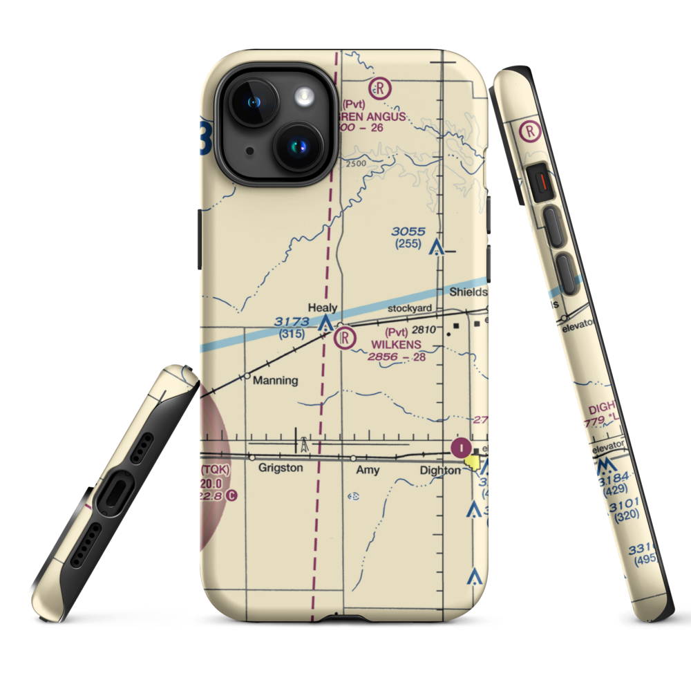 Wilkens Airport (32KS) VFR Sectional  Tough iPhone Case iPhone 15 Plus model shown