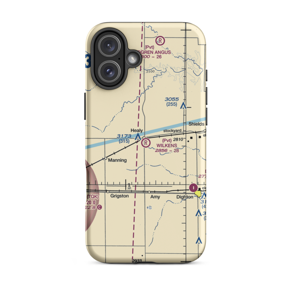 Wilkens Airport (32KS) VFR Sectional  Tough iPhone Case iPhone 16 Plus model shown