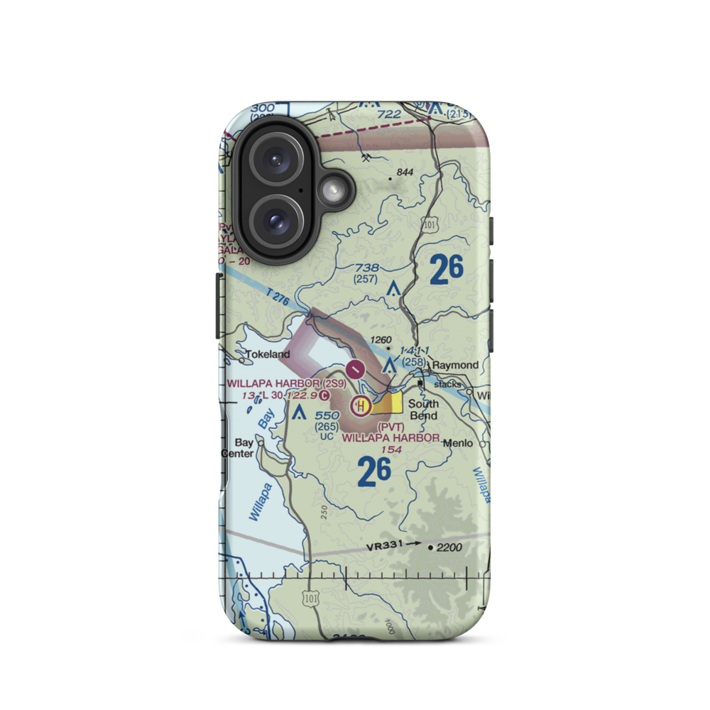 Willapa Harbor Airport (2S9) VFR Sectional  Tough iPhone Case iPhone 16 model shown