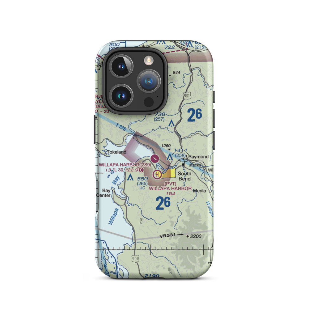 Willapa Harbor Airport (2S9) VFR Sectional  Tough iPhone Case iPhone 16 Pro model shown