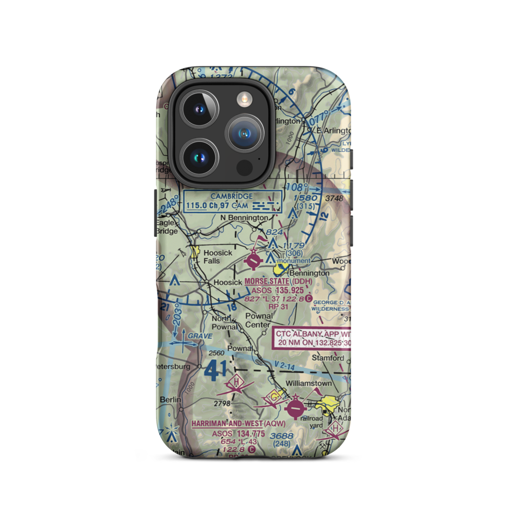 William H. Morse State Airport (DDH) VFR Sectional  Tough iPhone Case iPhone 16 Pro model shown