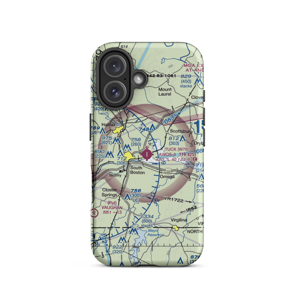 William M Tuck Airport (W78) VFR Sectional  Tough iPhone Case iPhone 16 model shown