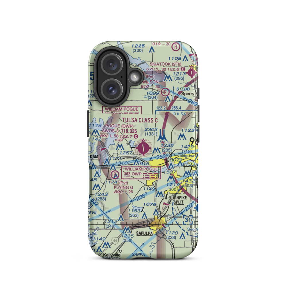 William R. Pogue Municipal Airport (OWP) VFR Sectional  Tough iPhone Case iPhone 16 model shown