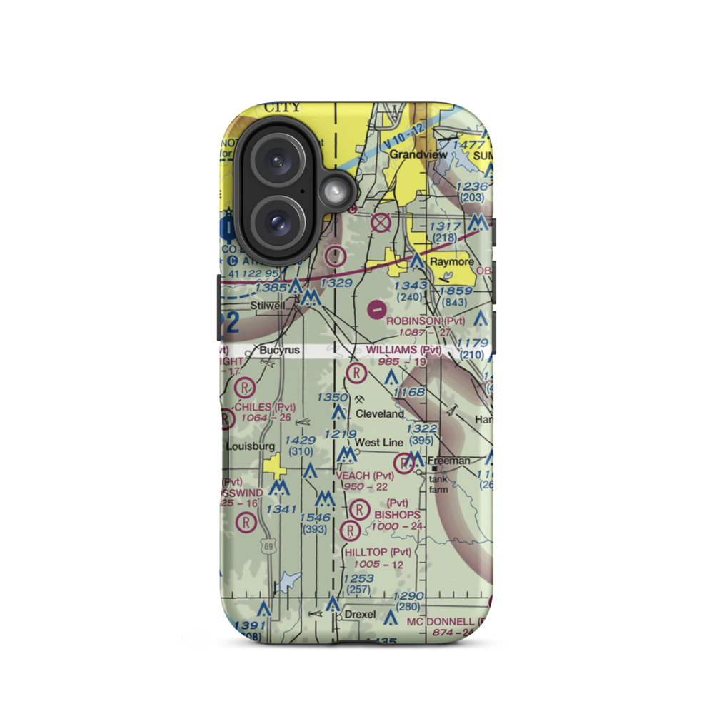 Williams Airport (MO98) VFR Sectional  Tough iPhone Case iPhone 16 model shown