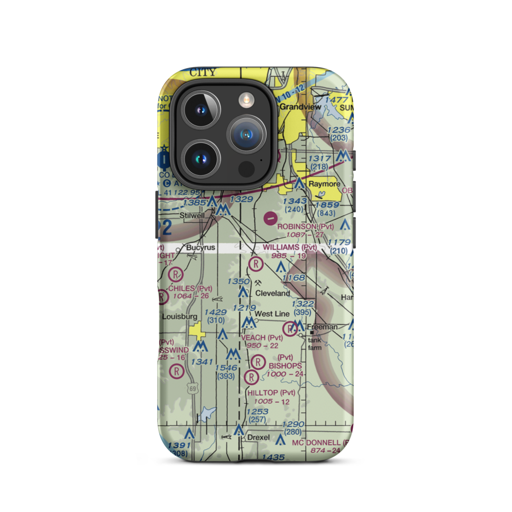 Williams Airport (MO98) VFR Sectional  Tough iPhone Case iPhone 16 Pro model shown