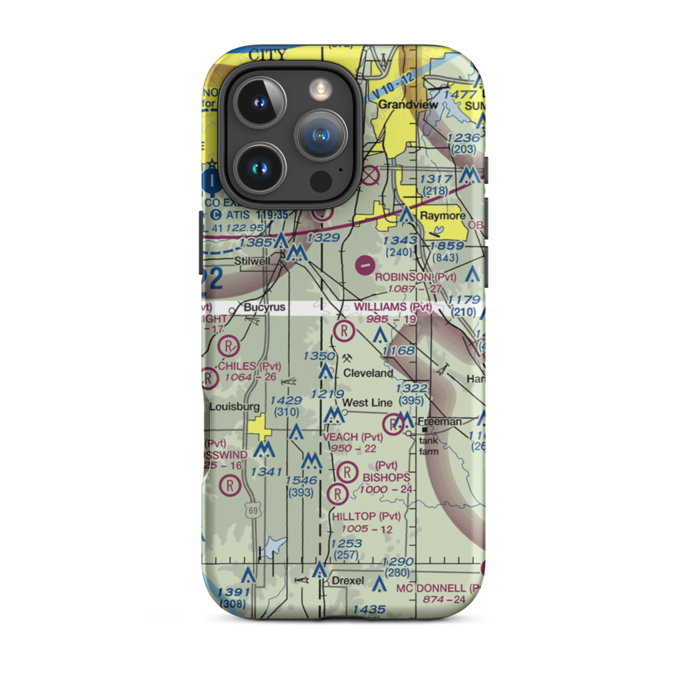 Williams Airport (MO98) VFR Sectional  Tough iPhone Case iPhone 16 Pro Max model shown