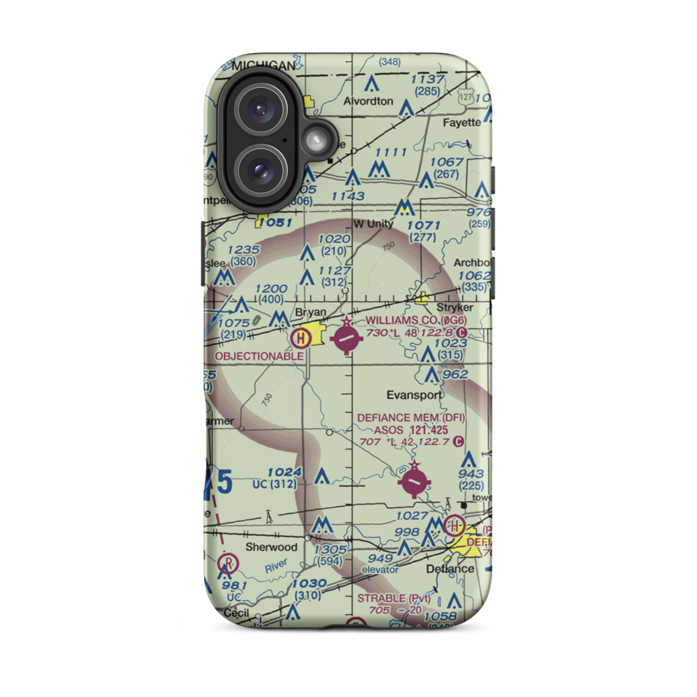 Williams County Airport (0G6) VFR Sectional  Tough iPhone Case iPhone 16 Plus model shown