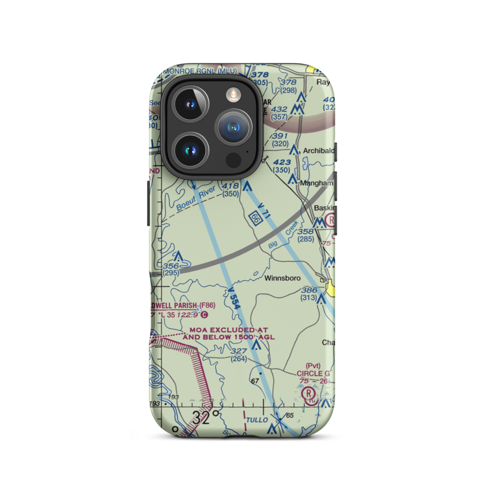 Williams Flying Service Airport (6LA6) VFR Sectional  Tough iPhone Case iPhone 16 Pro model shown