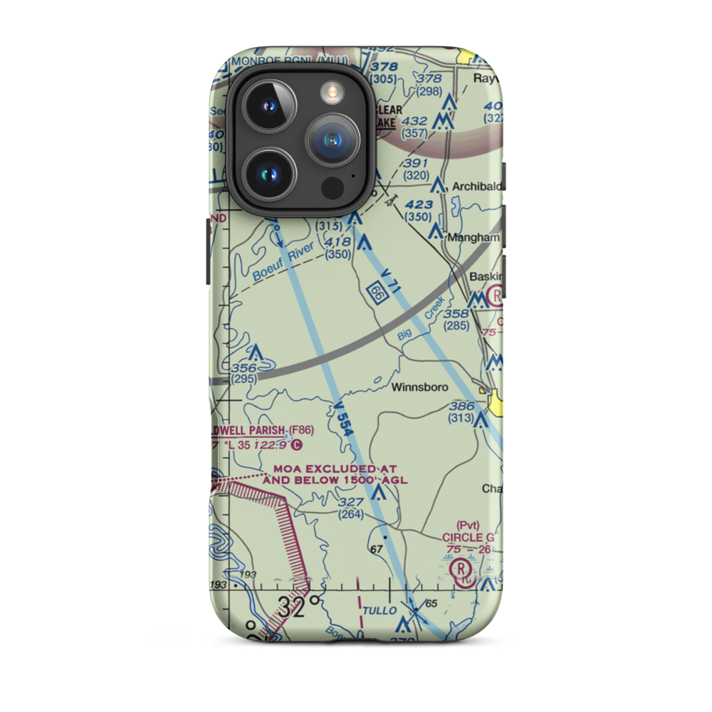 Williams Flying Service Airport (6LA6) VFR Sectional  Tough iPhone Case iPhone 16 Pro Max model shown