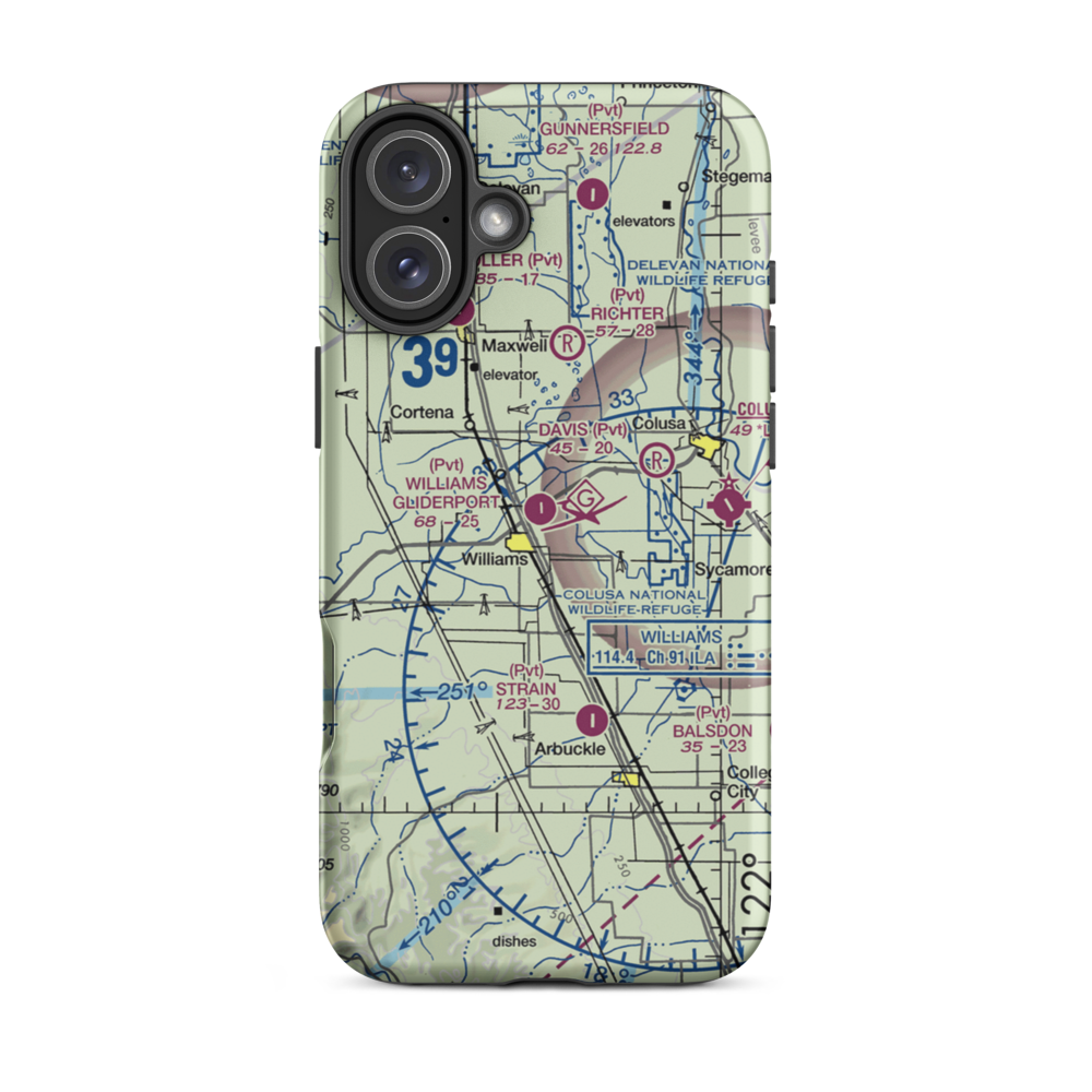 Williams Gliderport (CN12) VFR Sectional  Tough iPhone Case iPhone 16 Plus model shown