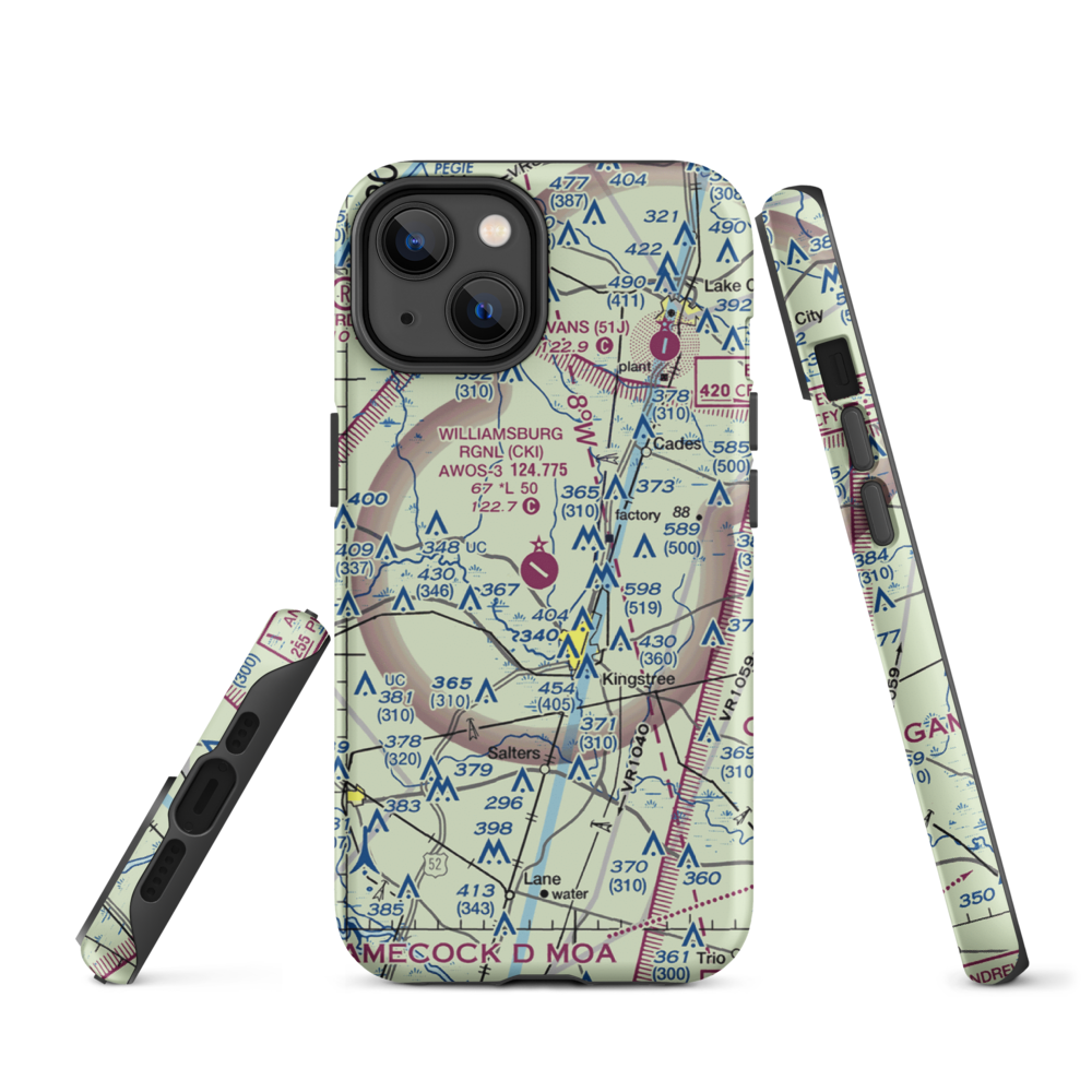 Williamsburg Regional Airport (CKI) VFR Sectional  Tough iPhone Case iPhone 14 model shown