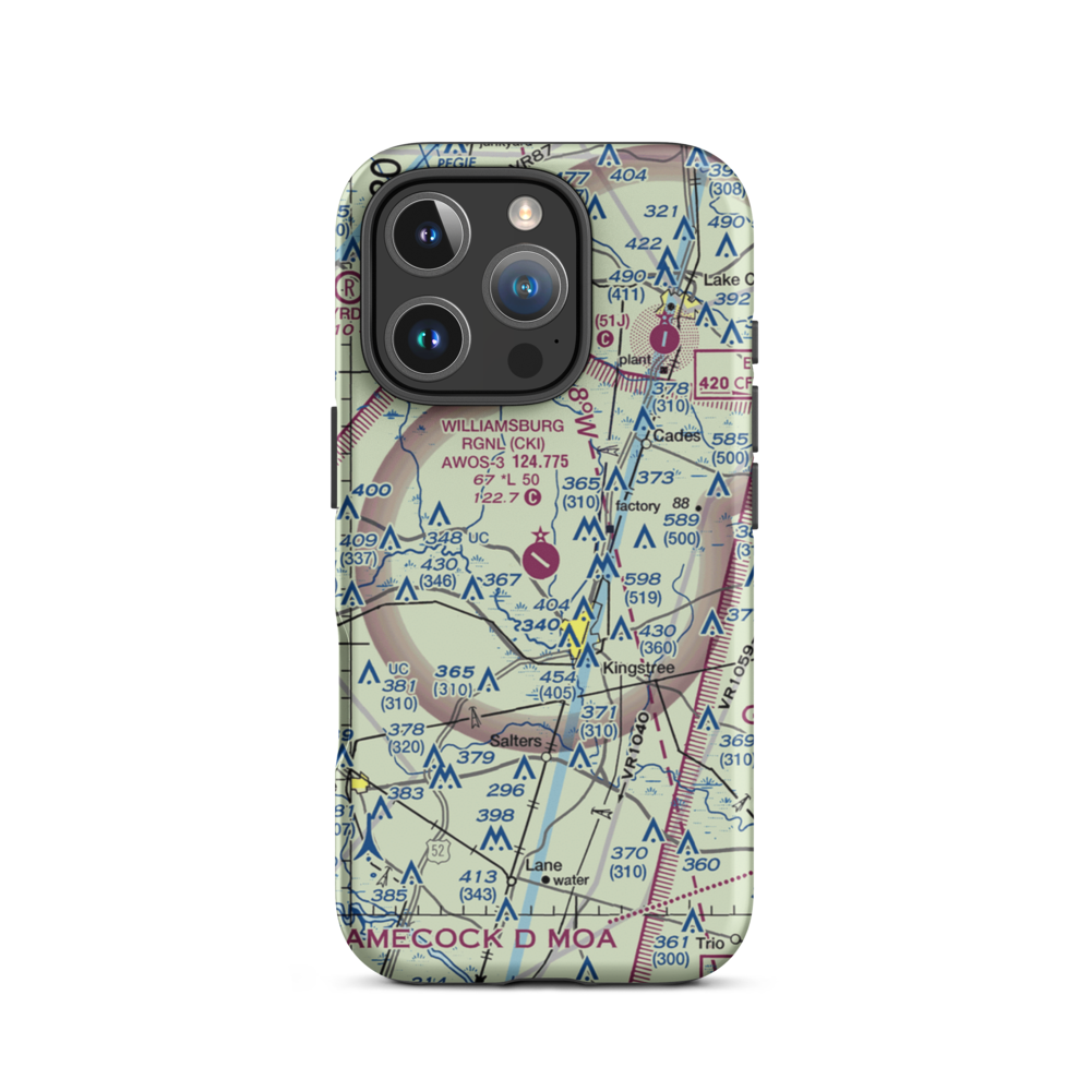 Williamsburg Regional Airport (CKI) VFR Sectional  Tough iPhone Case iPhone 16 Pro model shown