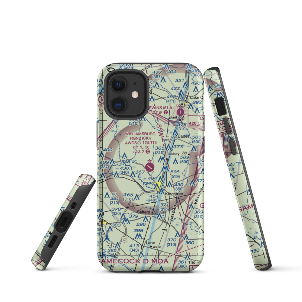 Williamsburg Regional Airport (CKI) VFR Sectional  Tough iPhone Case iPhone 12 mini model shown