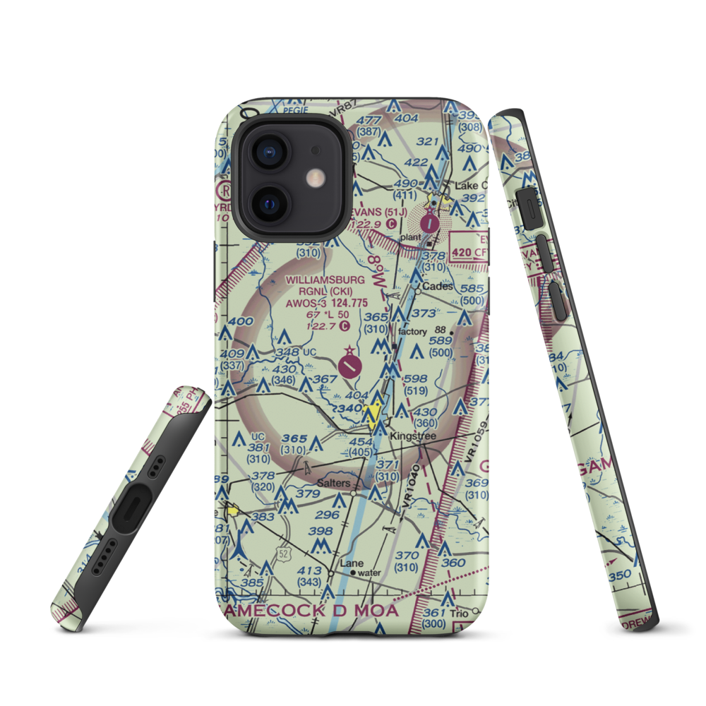 Williamsburg Regional Airport (CKI) VFR Sectional  Tough iPhone Case iPhone 12 model shown