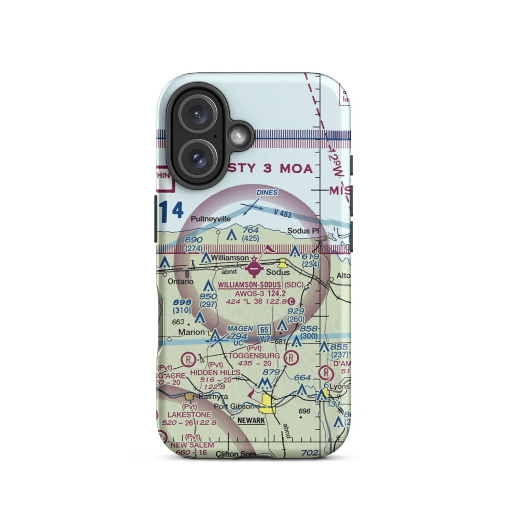Williamson Sodus Airport (SDC) VFR Sectional  Tough iPhone Case iPhone 16 model shown