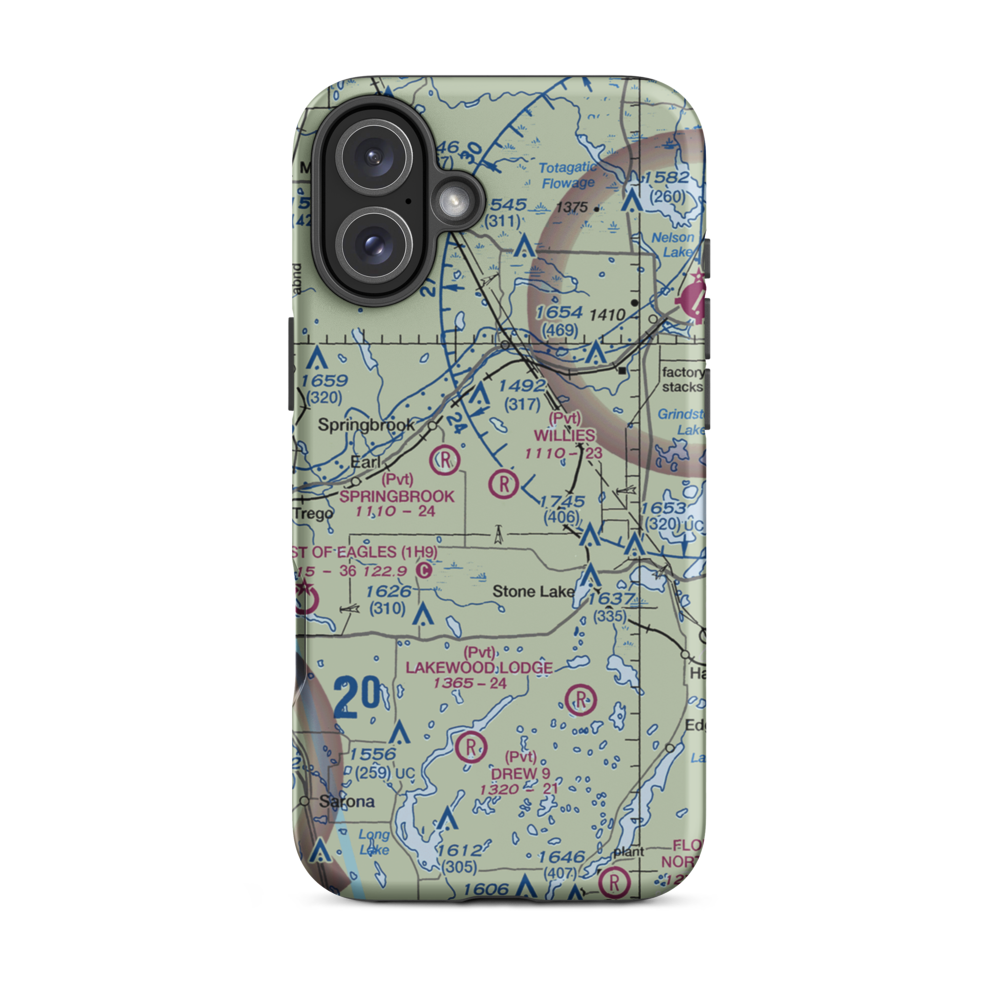 Willie's Airport (23WN) VFR Sectional  Tough iPhone Case iPhone 16 Plus model shown