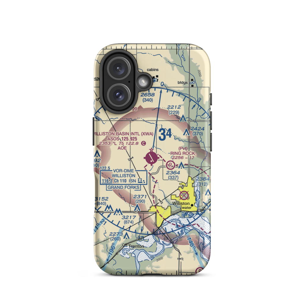 Williston Basin International Airport (XWA) VFR Sectional  Tough iPhone Case iPhone 16 model shown